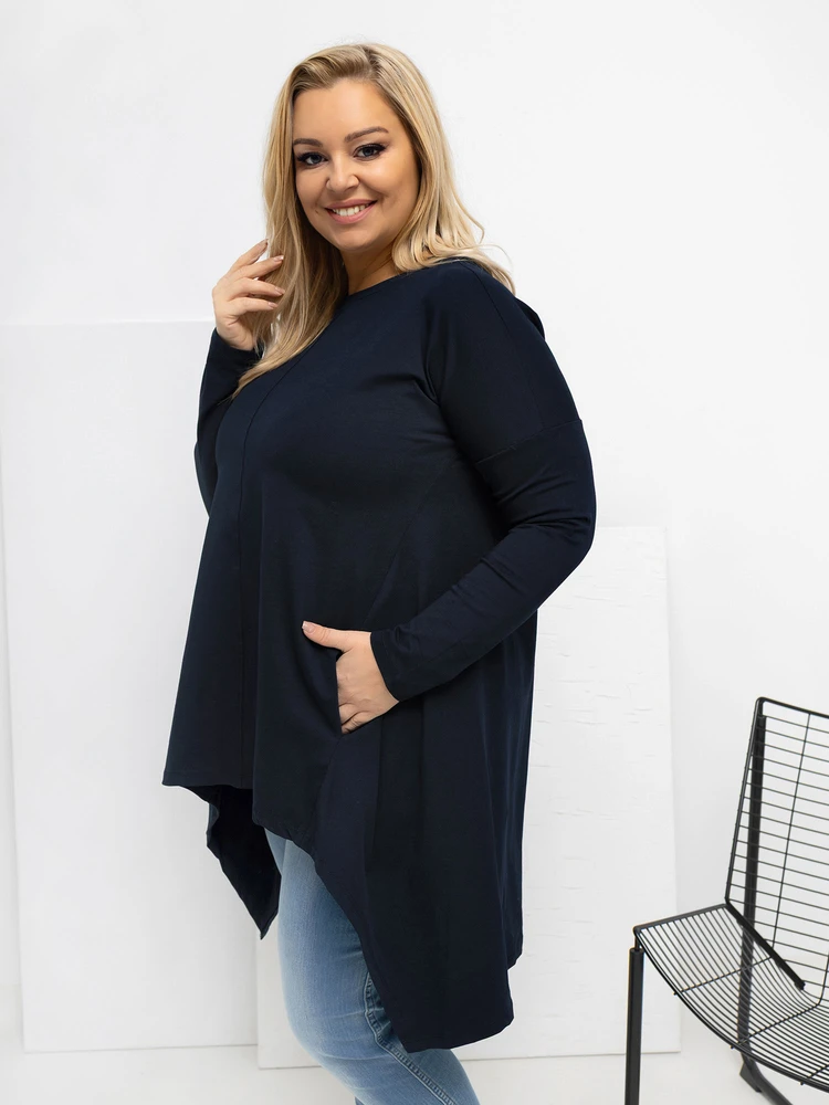 Palaidinė moteriška tamsiai mėlyna plus size RV