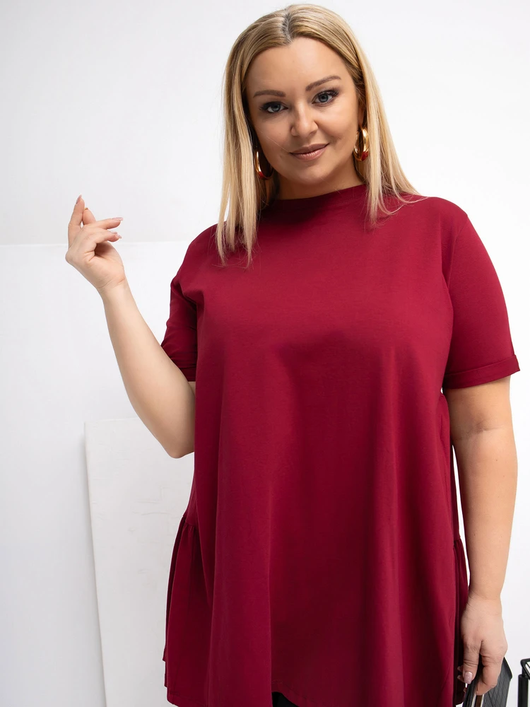 Palaidinė moterims plus size bordo spalvos