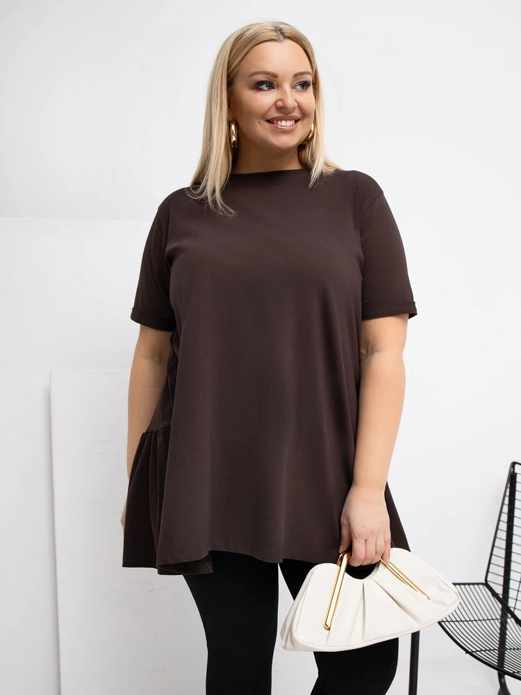 Palaidinė moterims plus size tamsiai ruda