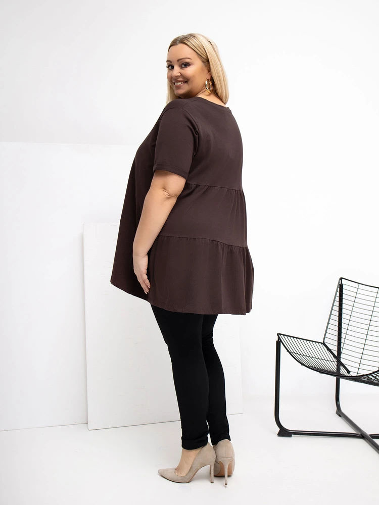 Palaidinė moterims plus size tamsiai ruda