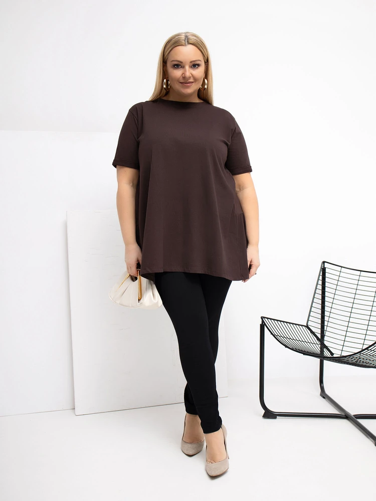 Palaidinė moterims plus size tamsiai ruda