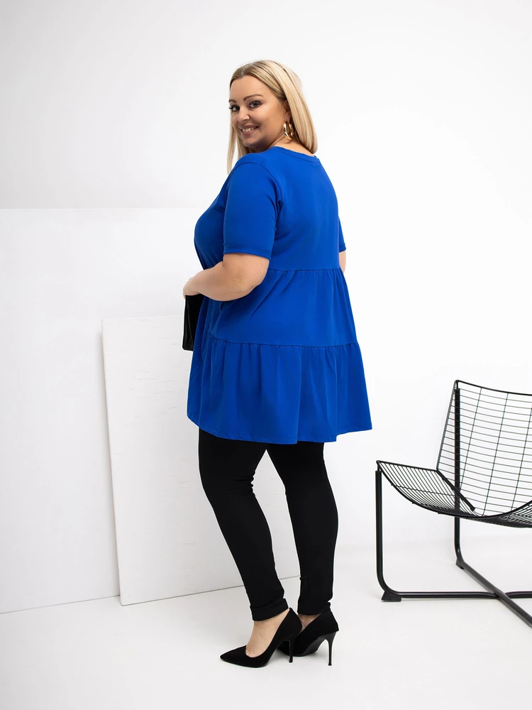 Palaidinė moterims plus size kobalto spalvos