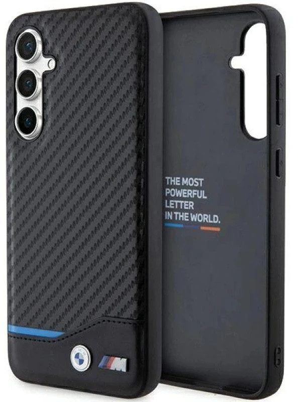 Dėklas BMW BMHCS23FE22NBCK S23 FE S711 juodos spalvos Leather Carbon