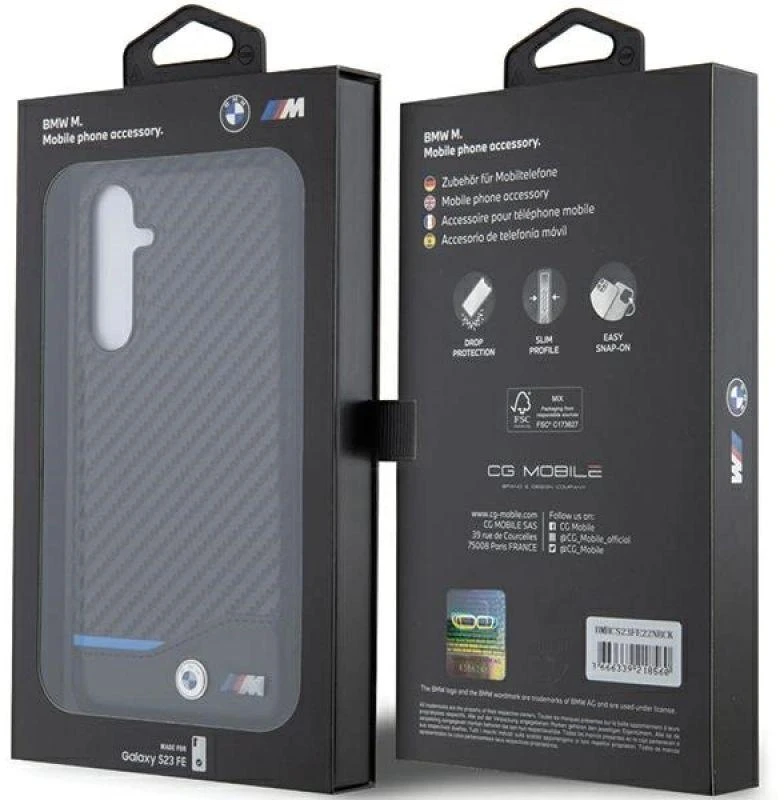 Dėklas BMW BMHCS23FE22NBCK S23 FE S711 juodos spalvos Leather Carbon