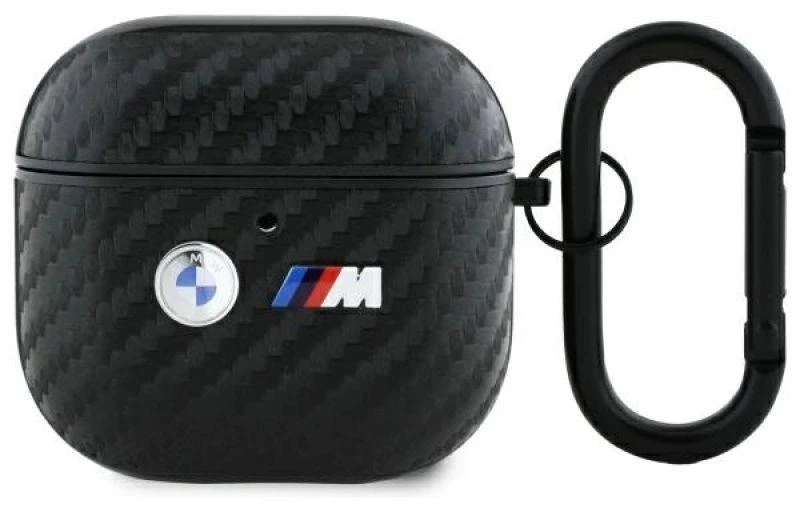 BMW BMA4WMPUCA2 AirPods 4 dėklas juodos spalvos Carbon Double Metal Logo