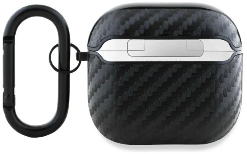 BMW BMA4WMPUCA2 AirPods 4 dėklas juodos spalvos Carbon Double Metal Logo
