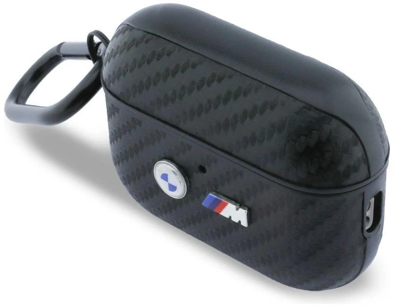 BMW Anglies pluošto metalinis dėklas su logotipu, skirtas AirPods Pro 3 - Juodas