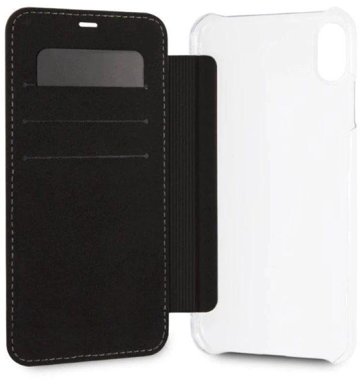 BMW BMTRBKI65PUCARTCBKApple iPhone XS Max book dėklas telefonui juodos spalvos Carbon Tricolor Stripe
