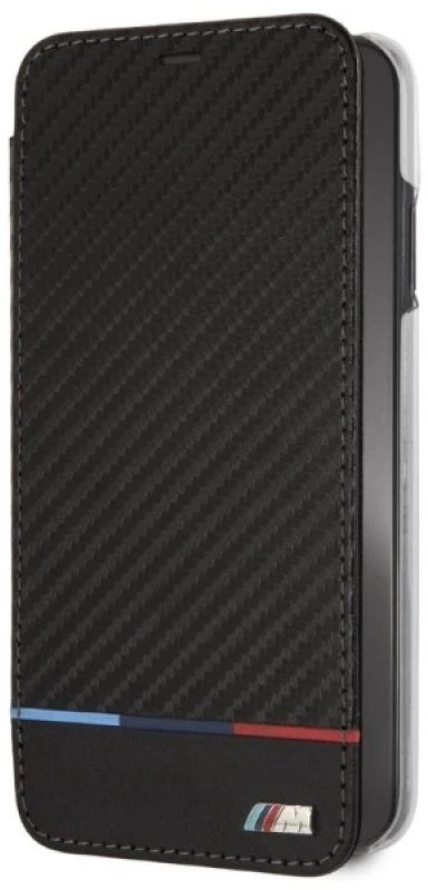 BMW BMTRBKI65PUCARTCBKApple iPhone XS Max book dėklas telefonui juodos spalvos Carbon Tricolor Stripe
