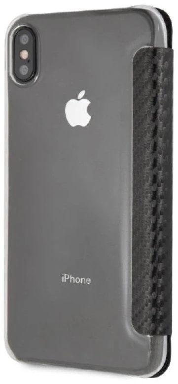 BMW BMTRBKI65PUCARTCBKApple iPhone XS Max book dėklas telefonui juodos spalvos Carbon Tricolor Stripe