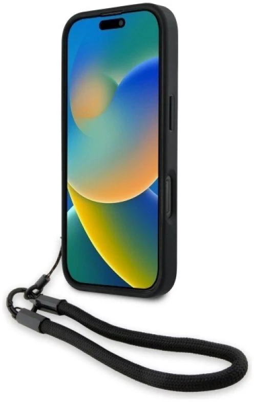 BMW Leather Signature and Strap Apple iPhone 16 Pro dėklas telefonui juodos spalvos