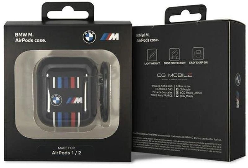 BMW BMA222SWTK AirPods 1/2 dėklas juodos spalvos Multiple Colored Lines