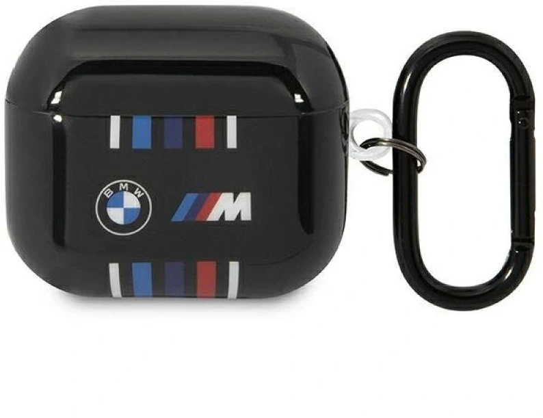 BMW BMA322SWTK AirPods 3 gen dėklas, juodos spalvos, su įvairiaspalvėmis linijomis