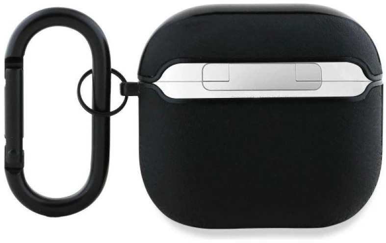 BMW BMA4SSLBK AirPods 4 dėklas juodos spalvos Geniune Leather sidabro spalvos Logo
