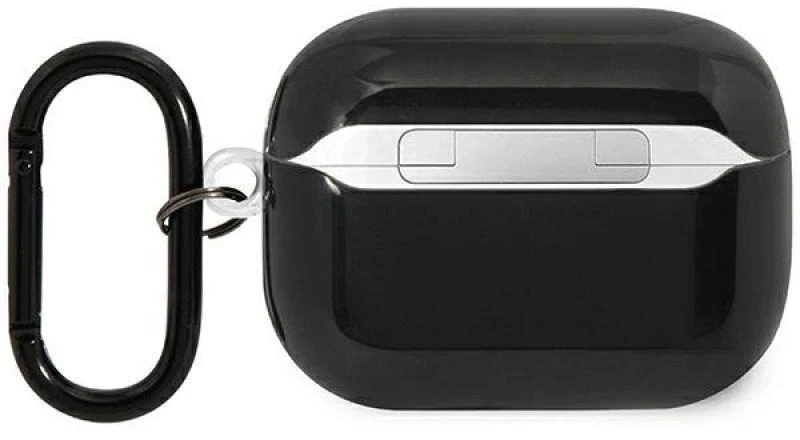 BMW BMAP222SOTK AirPods Pro 2 kartos dėklas, juodas/juodas su trispalvėmis juostelėmis