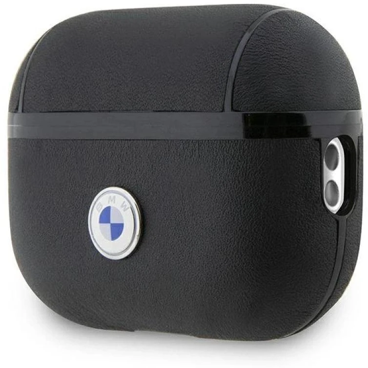 BMW BMAP2SSLBK AirPods Pro 2 dėklas juodos spalvos Genuine Leather sidabro spalvos Logo