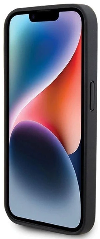 Dėklas BMW BMHCP15L22PTDK Apple iPhone 15 Pro 6.1″ juodos spalvos Leather Stamp Tricolor