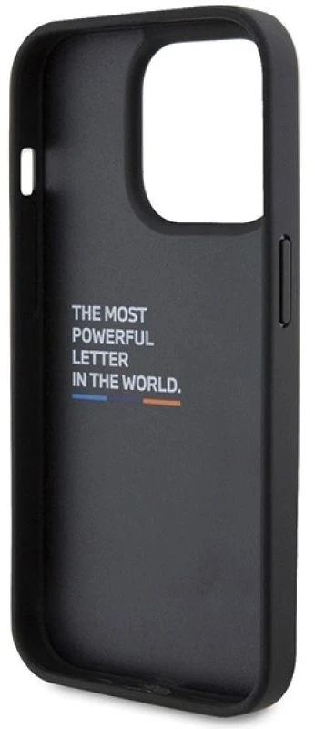 Dėklas BMW BMHCP15L22PTDK Apple iPhone 15 Pro 6.1″ juodos spalvos Leather Stamp Tricolor