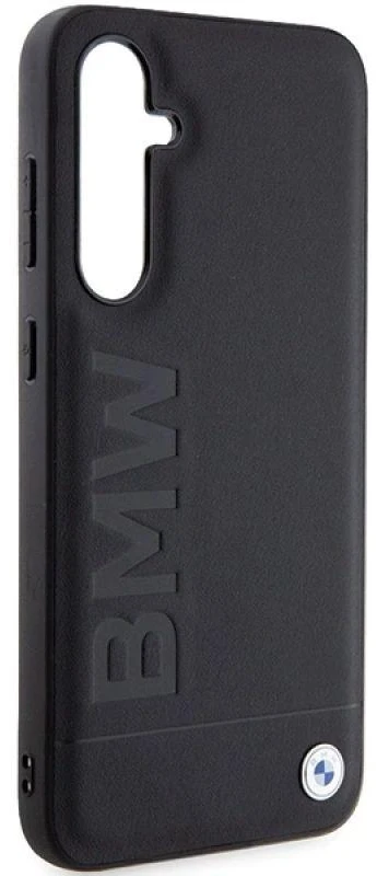 Originalus priekinio skydelio dėklas BMW BMHCS23FESLLBK, skirtas Samsung S23 FE (Leather Hot Stamp / juodas)