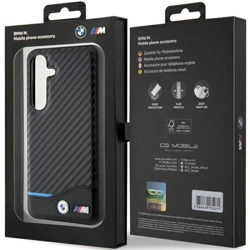 Dėklas BMW BMHCS24S22NBCK S24 S921 juodos spalvos Leather Carbon