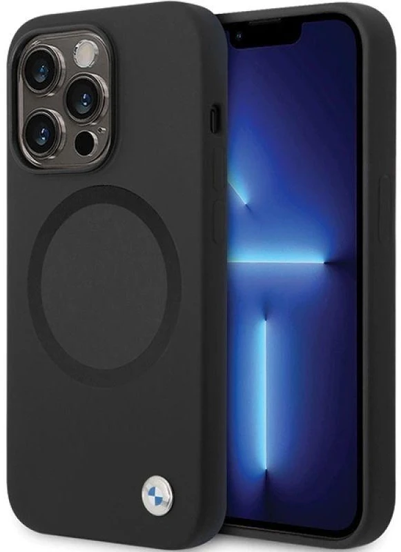 Dėklas BMW BMHMP14LSILBK2 Apple iPhone 14 Pro 6.1″ juodos spalvos Signature Liquid Silicone MagSafe