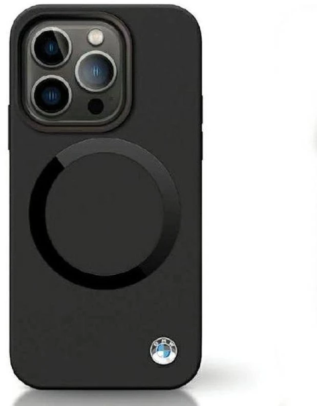 Dėklas BMW BMHMP14LSILBK2 Apple iPhone 14 Pro 6.1″ juodos spalvos Signature Liquid Silicone MagSafe