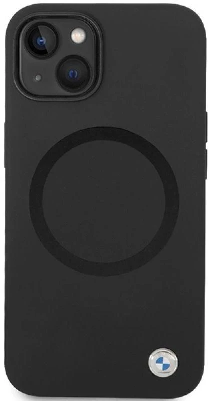 Dėklas BMW BMHMP14SSILBK2 Apple iPhone 14 15 13 6.1″ juodos spalvos Signature Liquid Silicone MagSafe