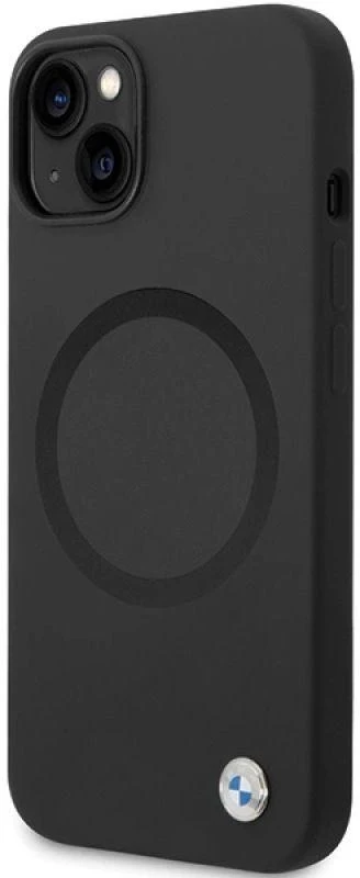 Dėklas BMW BMHMP14SSILBK2 Apple iPhone 14 15 13 6.1″ juodos spalvos Signature Liquid Silicone MagSafe