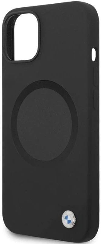 Dėklas BMW BMHMP14SSILBK2 Apple iPhone 14 15 13 6.1″ juodos spalvos Signature Liquid Silicone MagSafe