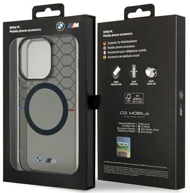 BMW BMHMP14XHGPK Apple iPhone 14 Pro Max 6.7″ pilka kietas dėklas Pattern MagSafe