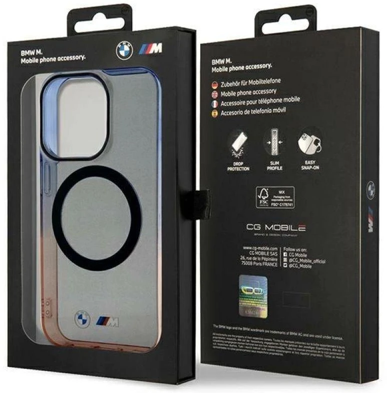 BMW BMHMP14XHTGE Apple iPhone 14 Pro Max 6.7″ pilkas kietas dėklas Gradient Bumper MagSafe