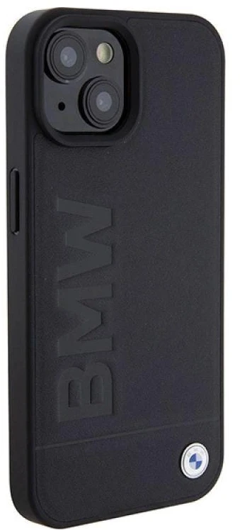 BMW BMHMP15SSLLBK Apple iPhone 15 14 13 6.1″ juodos spalvos Magsafe kietas dėklas Signature Logo Imprint