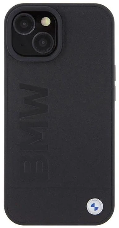 BMW BMHMP15SSLLBK Apple iPhone 15 14 13 6.1″ juodos spalvos Magsafe kietas dėklas Signature Logo Imprint