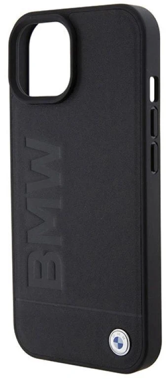 BMW BMHMP15SSLLBK Apple iPhone 15 14 13 6.1″ juodos spalvos Magsafe kietas dėklas Signature Logo Imprint