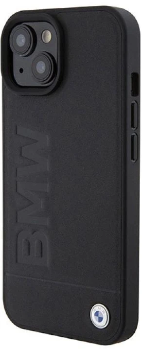 BMW BMHMP15SSLLBK Apple iPhone 15 14 13 6.1″ juodos spalvos Magsafe kietas dėklas Signature Logo Imprint