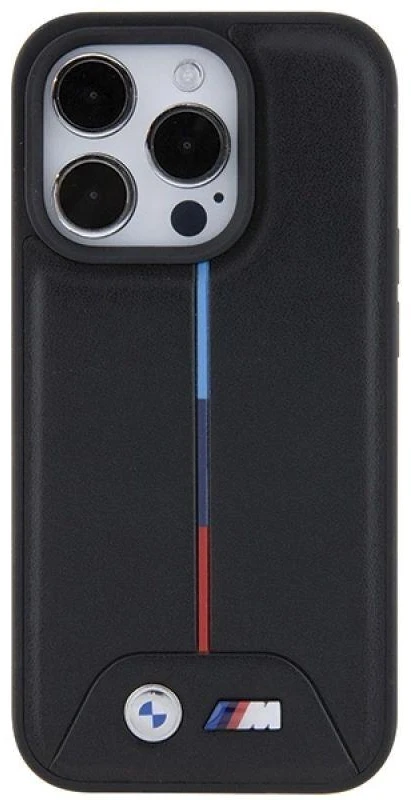 Dėklas BMW BMHCP15L22 PVTK Apple iPhone 15 Pro 6.1″ juodos spalvos kietas dėklas Quilted Tricolor