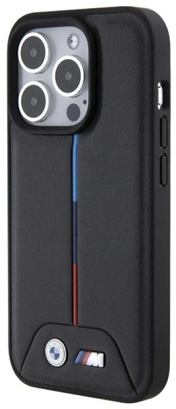 Dėklas BMW BMHCP15L22 PVTK Apple iPhone 15 Pro 6.1″ juodos spalvos kietas dėklas Quilted Tricolor