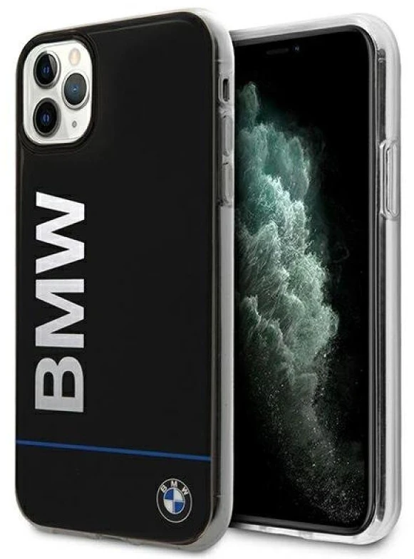 BMW BMHCN65PCUBBK Apple iPhone 11 Pro Max 6.5″ juodos spalvos kietas dėklas Signature Printed Logo