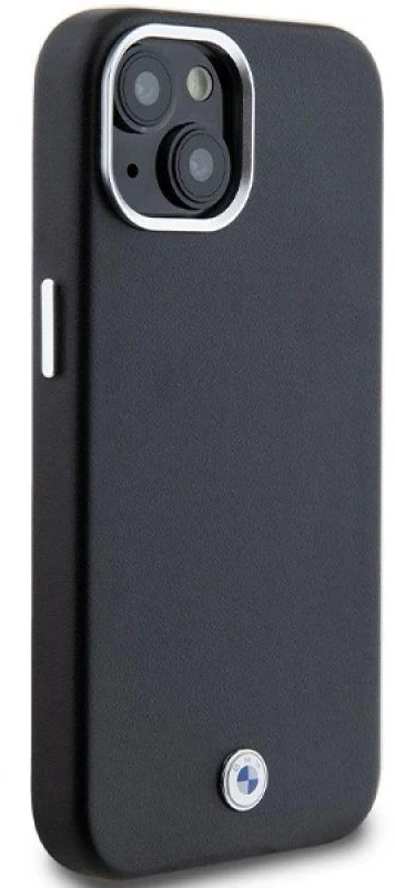 Dėklas BMW BMHMP14S23PUFWK Apple iPhone 14 / 15 / 13 6.1″ juodos spalvos Signature Wrapped Metal MagSafe