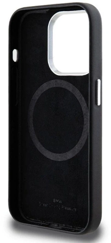 Dėklas BMW BMHMP14L23PUFWK Apple iPhone 14 Pro 6.1″ juodos spalvos Signature Wrapped Metal MagSafe