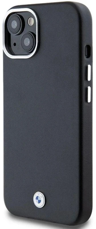 Dėklas BMW BMHMP14S23PUFWK Apple iPhone 14 / 15 / 13 6.1″ juodos spalvos Signature Wrapped Metal MagSafe