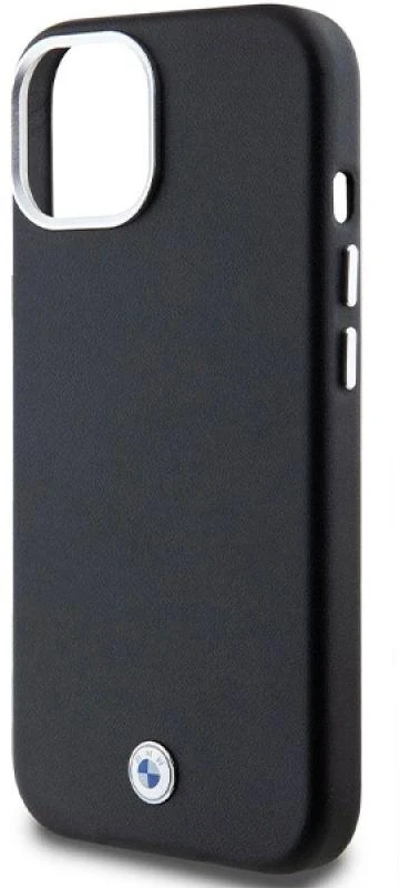 Dėklas BMW BMHMP14S23PUFWK Apple iPhone 14 / 15 / 13 6.1″ juodos spalvos Signature Wrapped Metal MagSafe