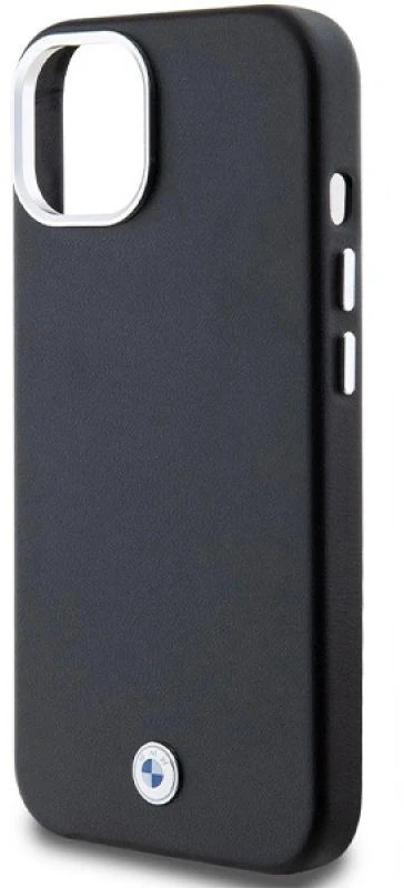 Dėklas BMW BMHMP15S23PUFWK Apple iPhone 15 / 14 / 13 6.1″ juodos spalvos Signature Wrapped Metal MagSafe