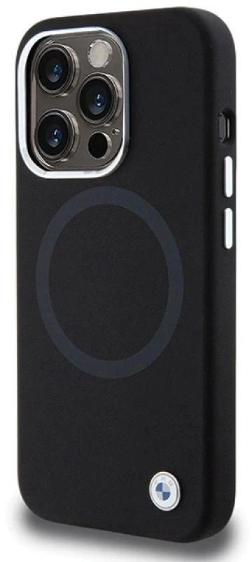 Dėklas BMW BMHMP15LSILBK2 Apple iPhone 15 Pro 6.1″ juodos spalvos Signature Liquid Silicone MagSafe