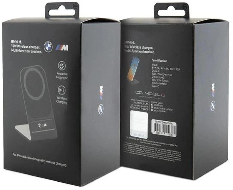 BMW belaidis įkroviklis BMDCSMADGPK 15W juodos spalvos M Edition MagSafe