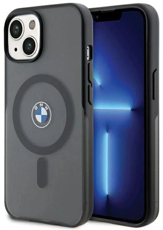 Dėklas BMW BMHMP15MDSLK Apple iPhone 15 Plus 14 Plus 6.7″ juodos spalvos kietas dėklas IML Signature MagSafe