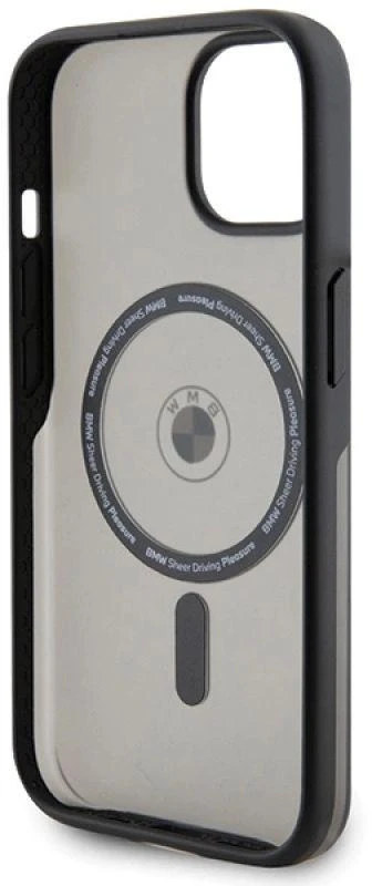 Dėklas BMW BMHMP15MDSLK Apple iPhone 15 Plus 14 Plus 6.7″ juodos spalvos kietas dėklas IML Signature MagSafe