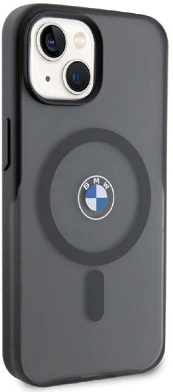 Dėklas BMW BMHMP15MDSLK Apple iPhone 15 Plus 14 Plus 6.7″ juodos spalvos kietas dėklas IML Signature MagSafe