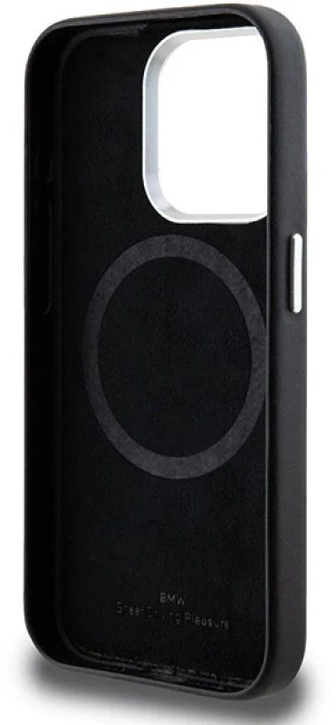 Dėklas BMW BMHMP15L23PUFWK Apple iPhone 15 Pro 6.1″ juodos spalvos Signature Wrapped Metal MagSafe