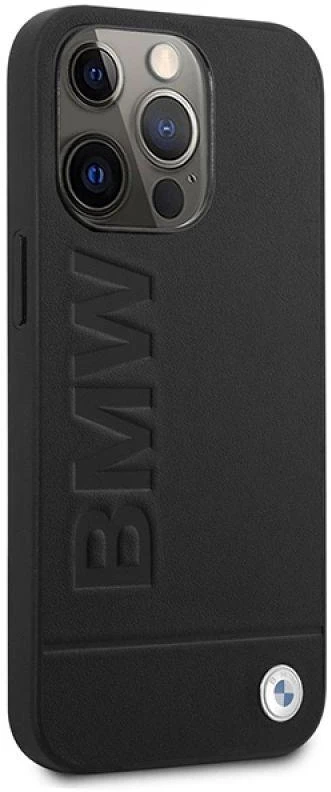 BMW BMHMP14XSLLBK Apple iPhone 14 Pro Max 6,7″ juodos spalvos kietas dėklas Signature Logo Imprint Magsafe